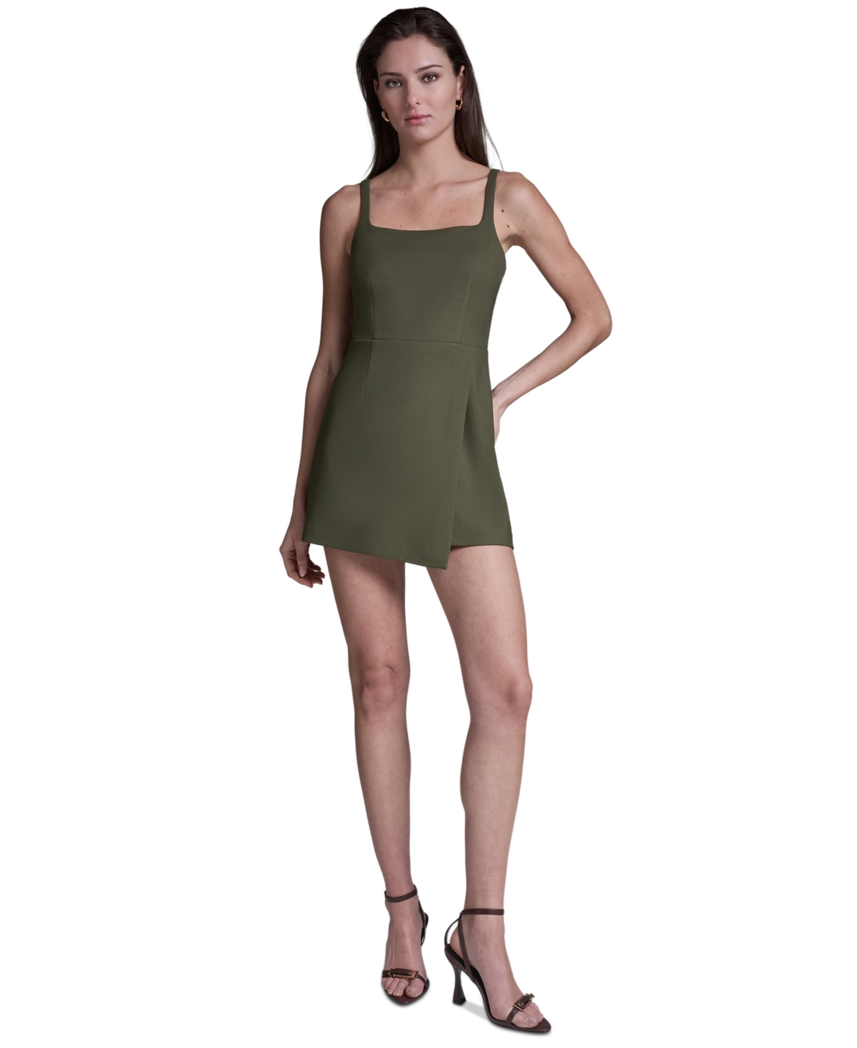 Bcbg Women’s Sleeveless Mini Romper Dress – Rustic Olive Bcbg Women’s Sleeveless Mini Romper Dress – Rustic Olive