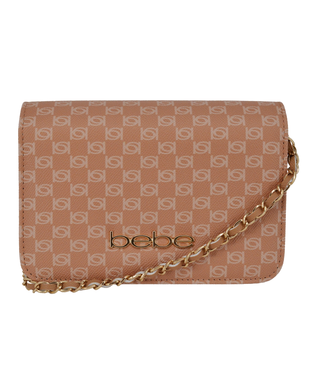Bebe Women’s Adela Monogram Mini Crossbody Bag – Camel