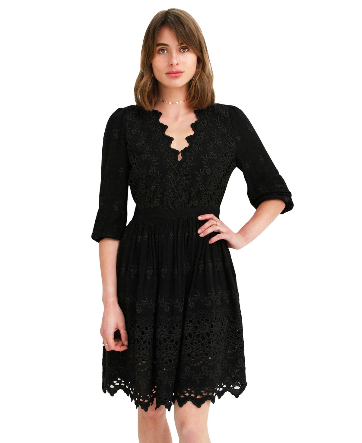 Belle & Bloom Women’s Sweet Talk Eyelet Mini Dress – Black Belle & Bloom Women’s Sweet Talk Eyelet Mini Dress – Black