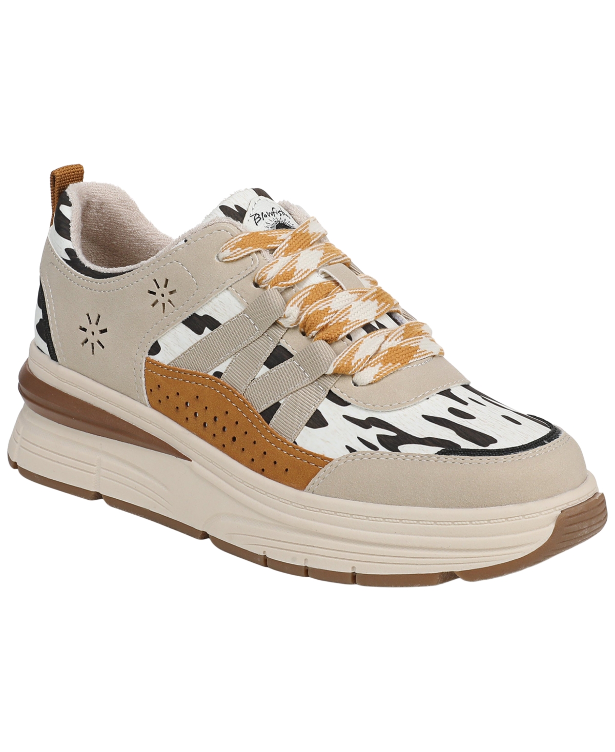 Blowfish Malibu Women’s Laurel Slip-On Shoes – Tan/Gold Multi Faux Suede