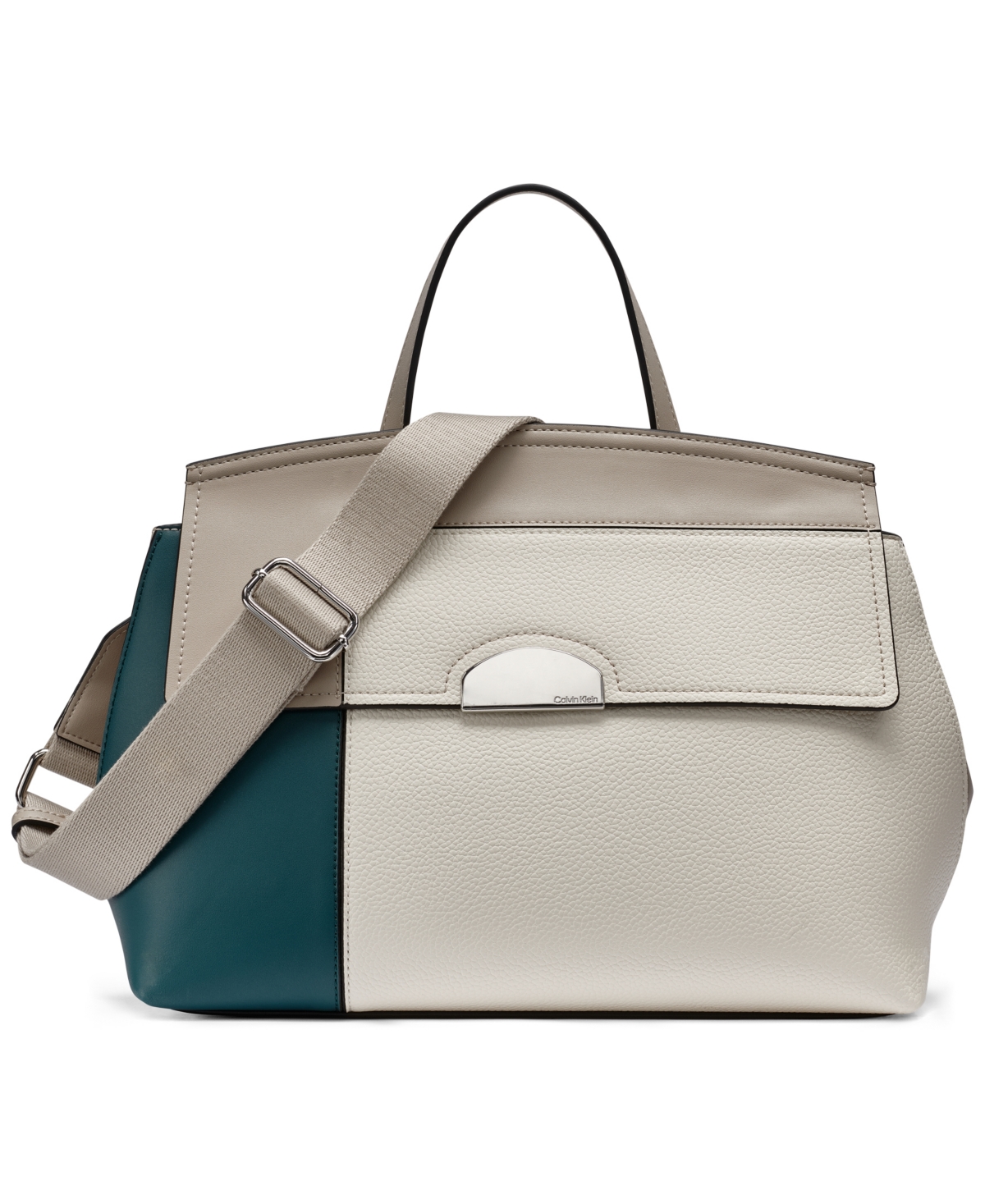 Calvin Klein Arabella Medium Satchel Handbag – Dune/Dark Teal/Cherub Calvin Klein Arabella Medium Satchel Handbag – Dune/Dark Teal/Cherub