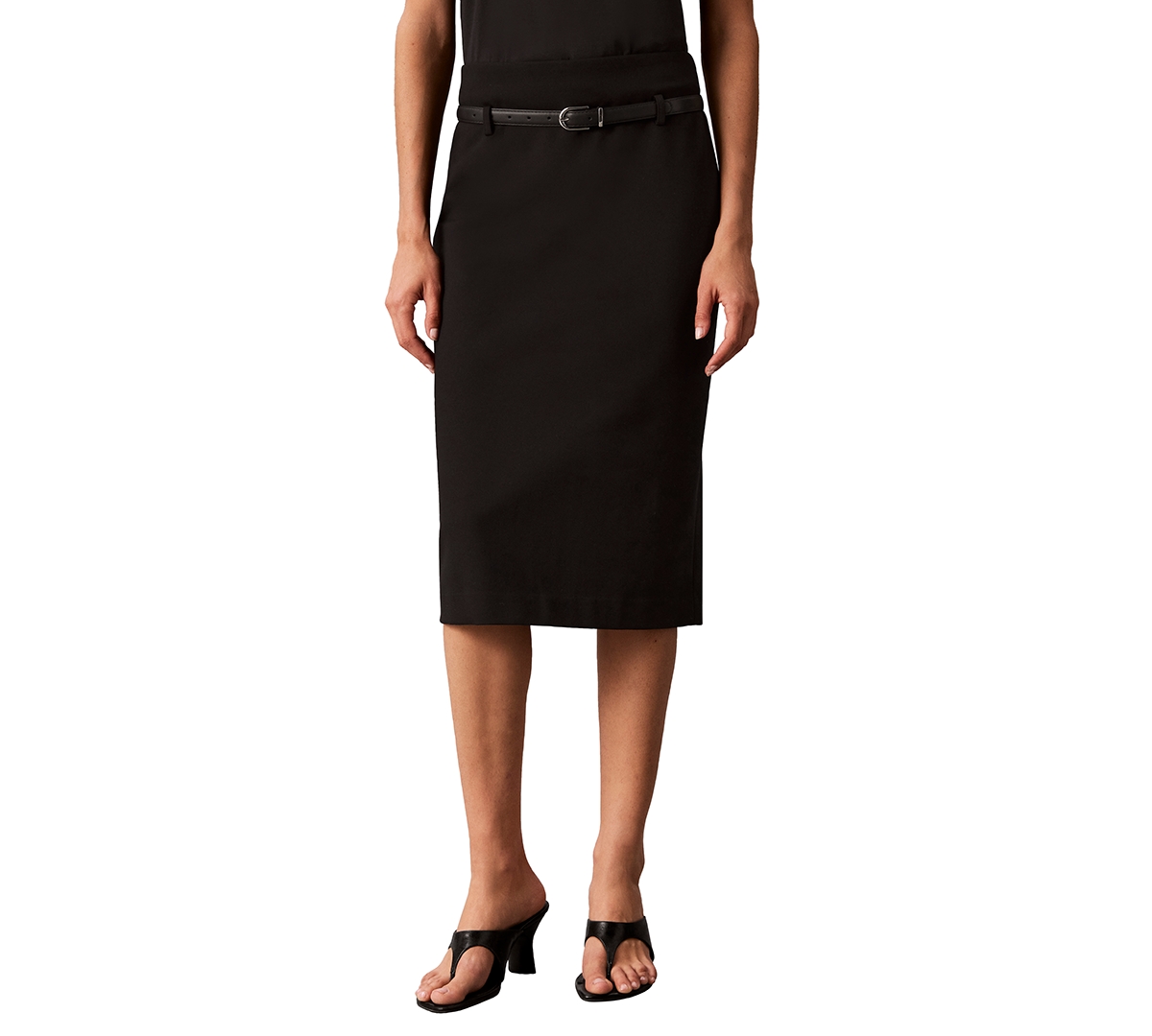 Calvin Klein Petite Belted Pencil Skirt – Black