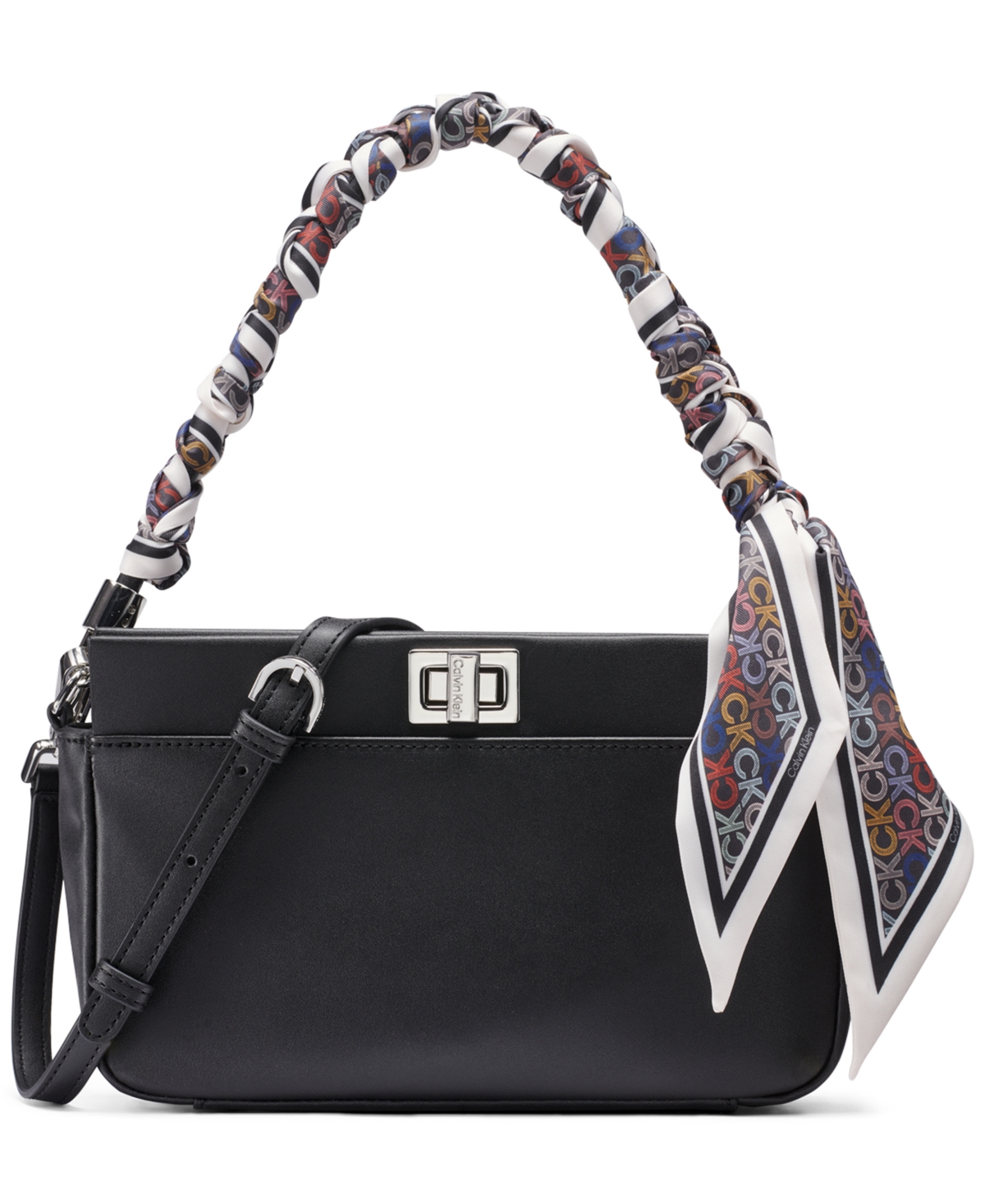 Calvin Klein Talita Small Shoulder Handbag – Black/Silver Calvin Klein Talita Small Shoulder Handbag – Black/Silver