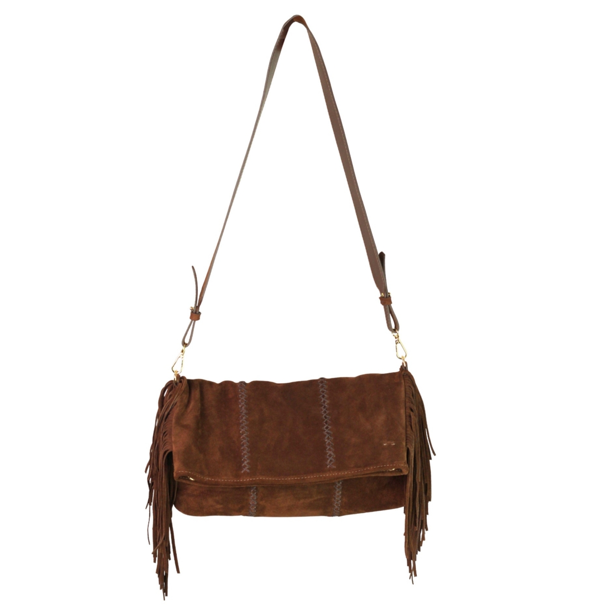 Carlos Falchi Fringe Suede Leather Crossbody Bag – Coffee brown Carlos Falchi Fringe Suede Leather Crossbody Bag – Coffee brown