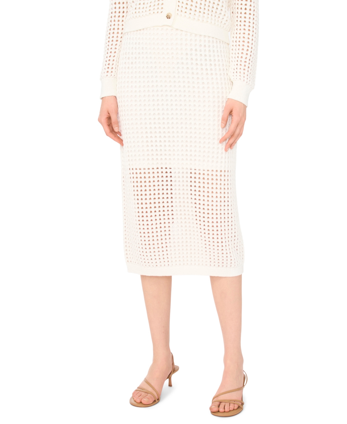 CeCe Women’s Mesh Pencil Midi Skirt – Antique White CeCe Women’s Mesh Pencil Midi Skirt – Antique White