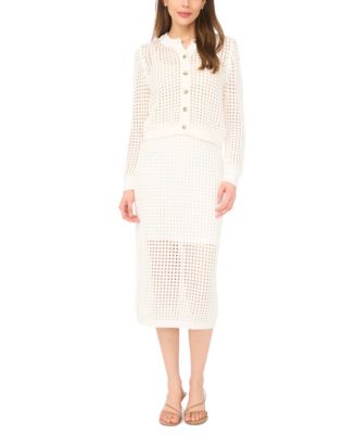 Cece Womens Mesh Cardigan Pencil Midi Skirt Cece Womens Mesh Cardigan Pencil Midi Skirt