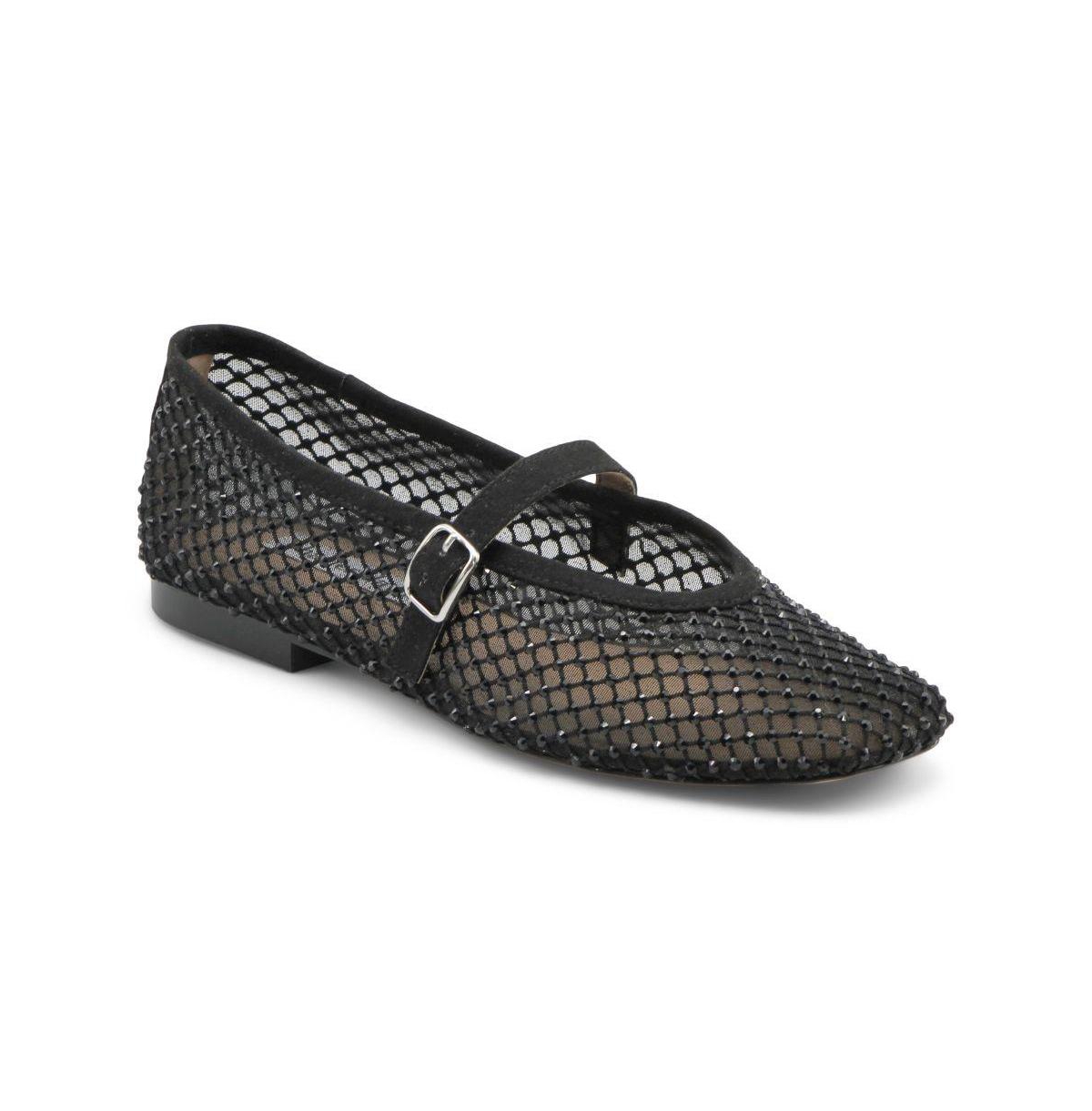 Charles David Women’s Westa Flat Dress Shoe Mesh Rhinestones – Black