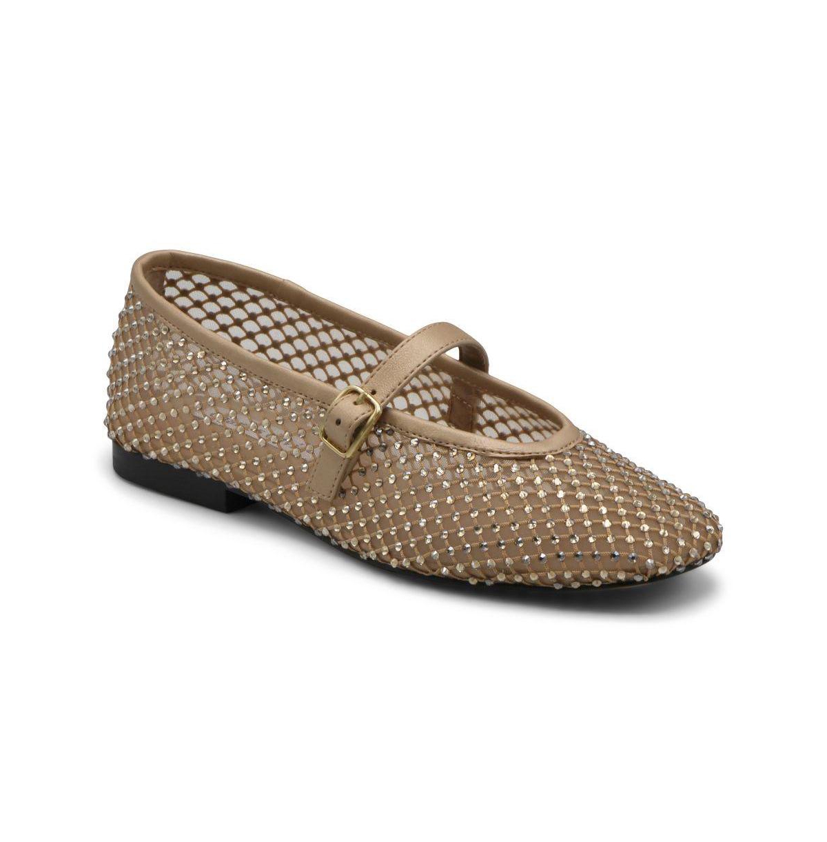 Charles David Women’s Westa Flat Dress Shoe Mesh Rhinestones – Gold