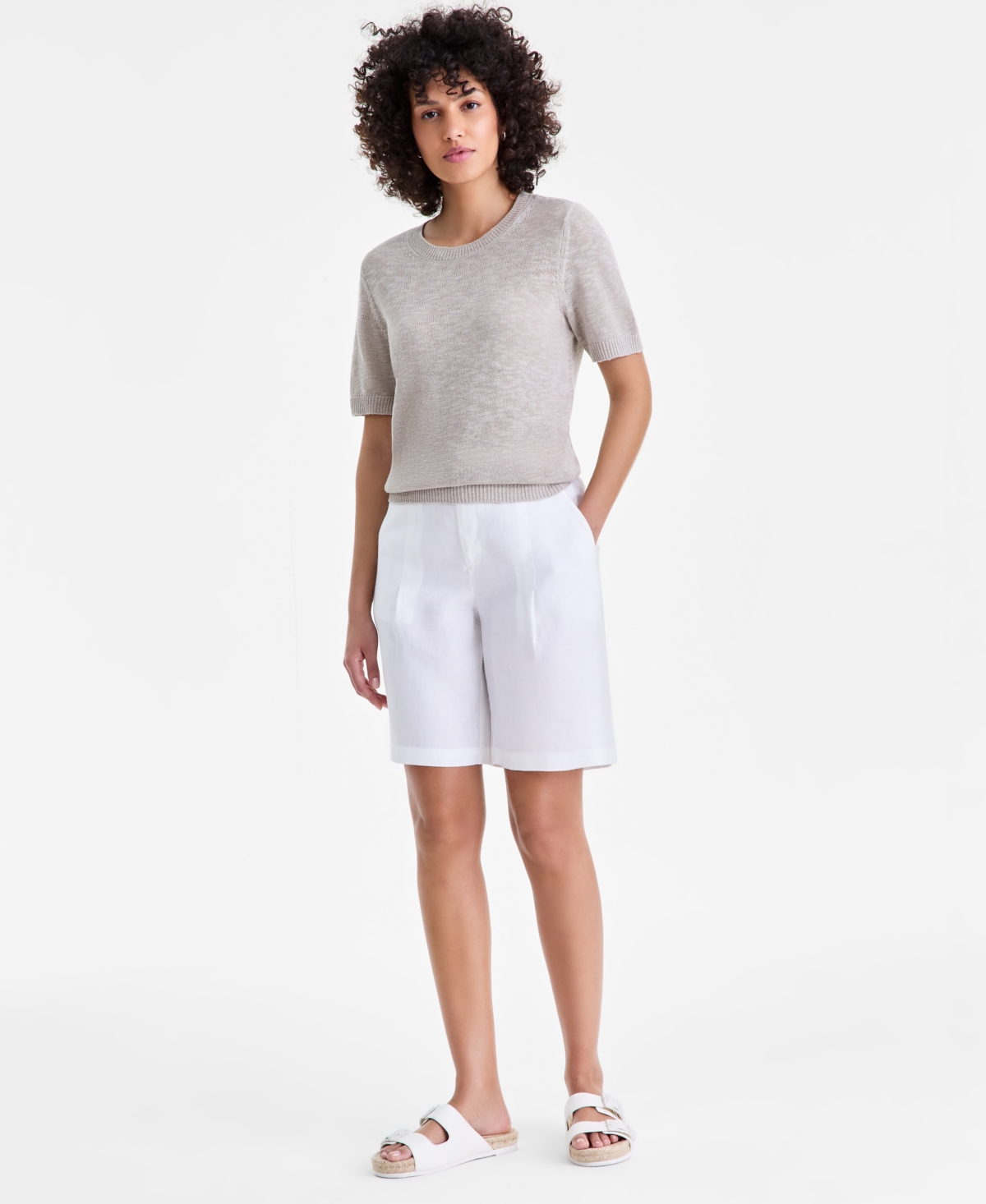 Charter Club Women’s 100% Linen Bermuda Shorts, Macy’s Exclusive – Bright White Charter Club Women’s 100% Linen Bermuda Shorts, Macy’s Exclusive – Bright White