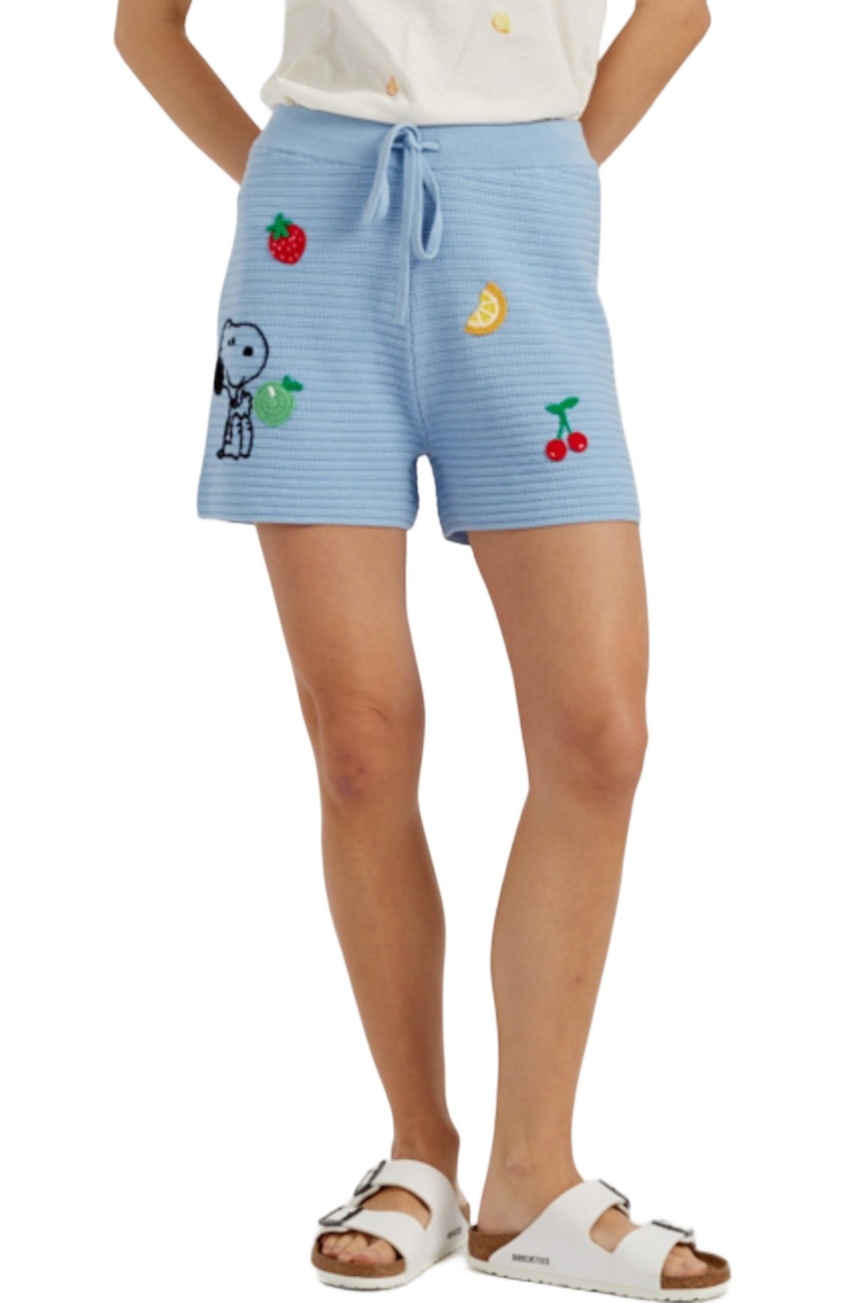 Chinti & Parker Women’s Chinti and Parker Cotton Snoopy Crochet Shorts – Light blue Chinti & Parker Women’s Chinti and Parker Cotton Snoopy Crochet Shorts – Light blue