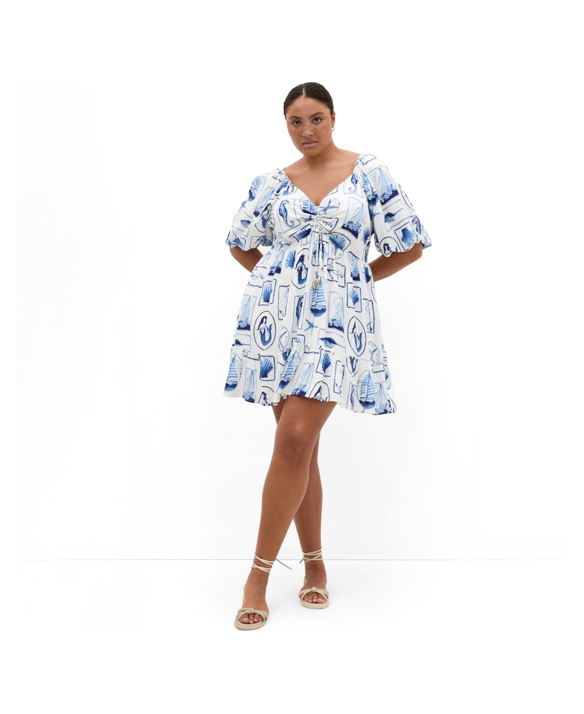 City Chic Women’s Giselle Amalfi V Neck Mini Dress – Amalfi postcard City Chic Women’s Giselle Amalfi V Neck Mini Dress – Amalfi postcard