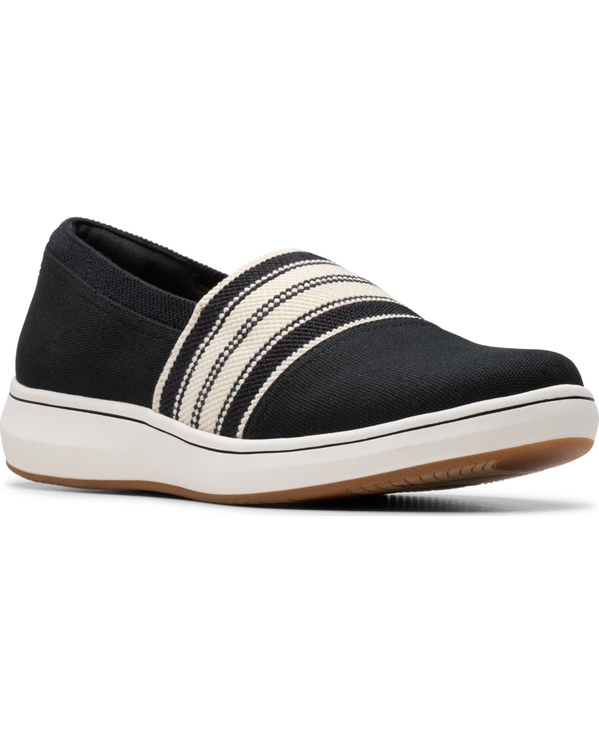 Clarks Cloudsteppers Women’s Breeze Sky Mist Slip-On Shoes – Black Textile