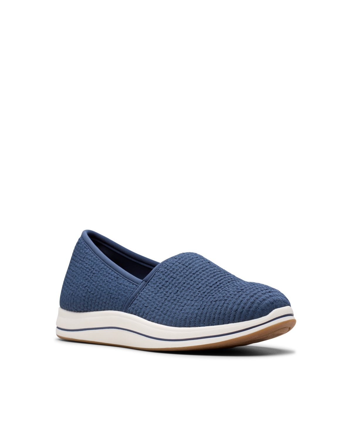 Clarks Cloudsteppers Women’s Breeze Stretch Slip-On Shoes – Navy Textile
