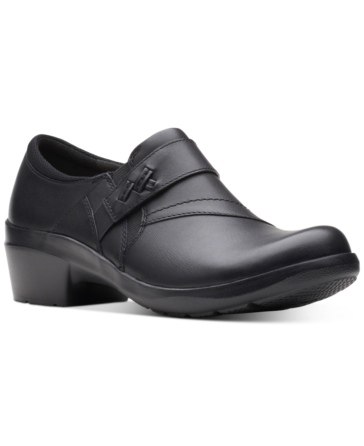 Clarks Women’s Angie Pearl Slip-On Shoes – Black Leather