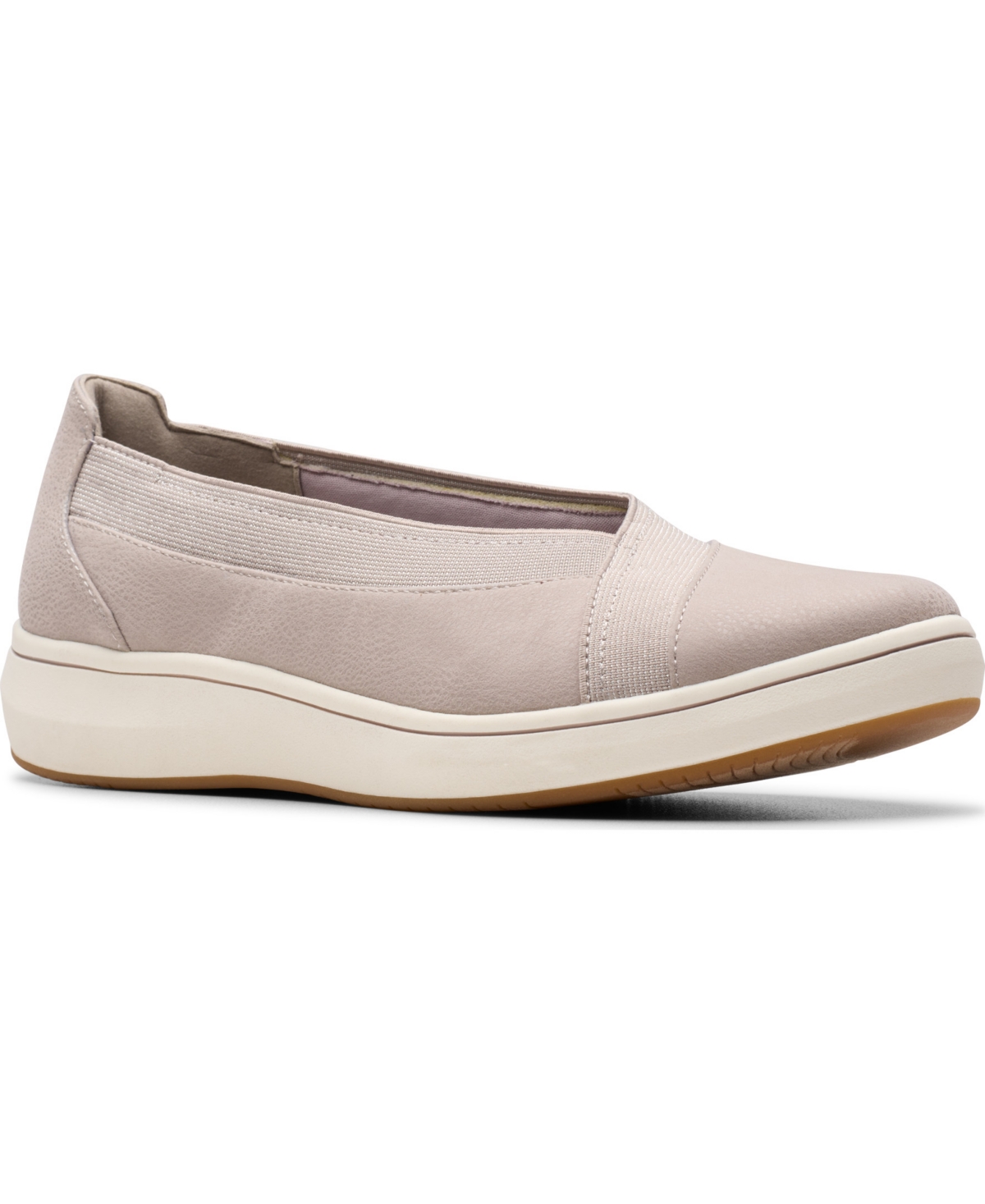 Clarks Women’s Cloudsteppers Breeze Sky Air Slip On Shoes – Light Gray Textile