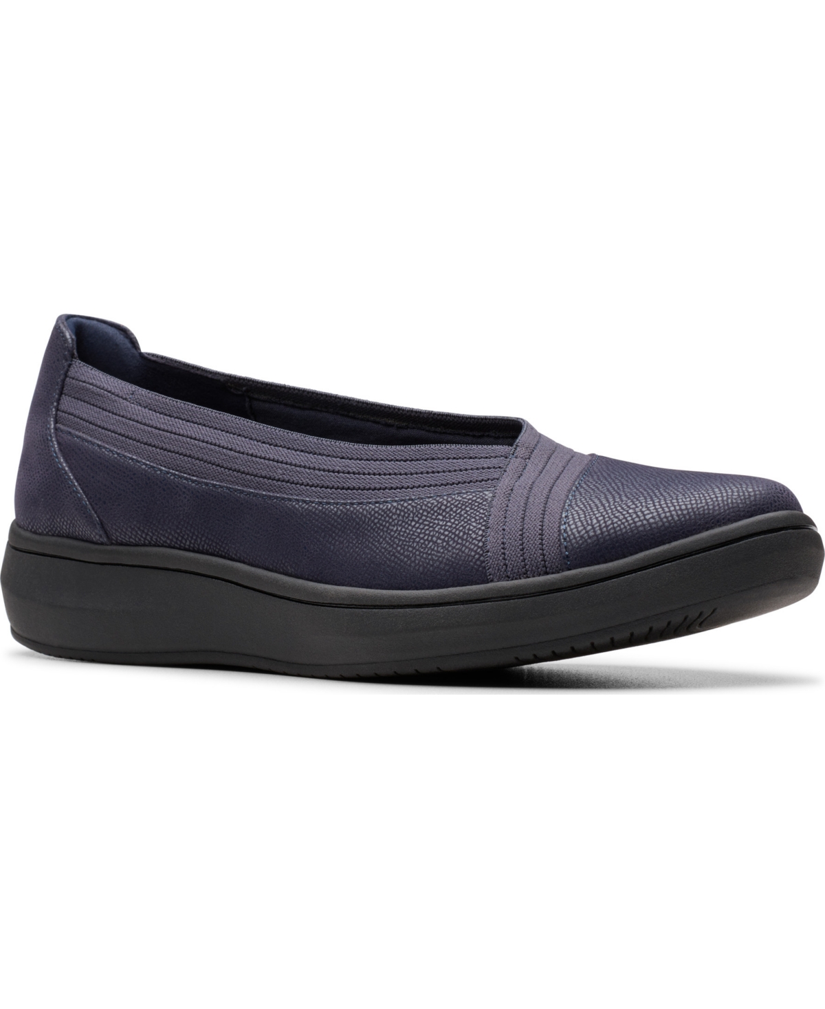 Clarks Women’s Cloudsteppers Breeze Sky Air Slip On Shoes – Navy Textile Clarks Women’s Cloudsteppers Breeze Sky Air Slip On Shoes – Navy Textile
