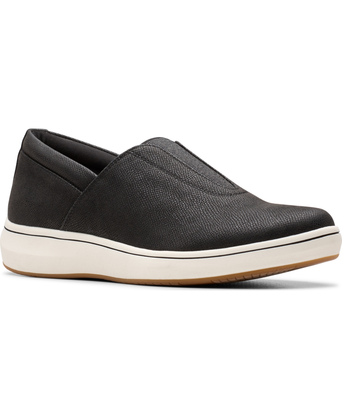 Clarks Women’s Cloudsteppers Breeze Sky Ria Round Toe Shoes – Black, White Textile