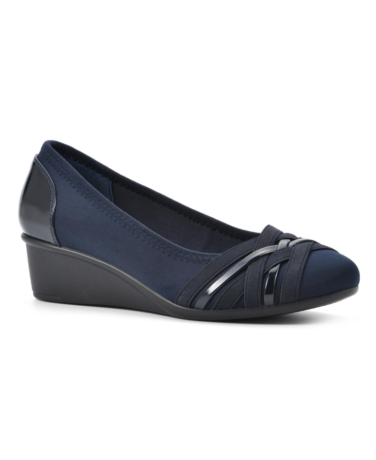 Cliffs by White Mountain Women’s Bowie Wedge Shoe – Navy Nylon