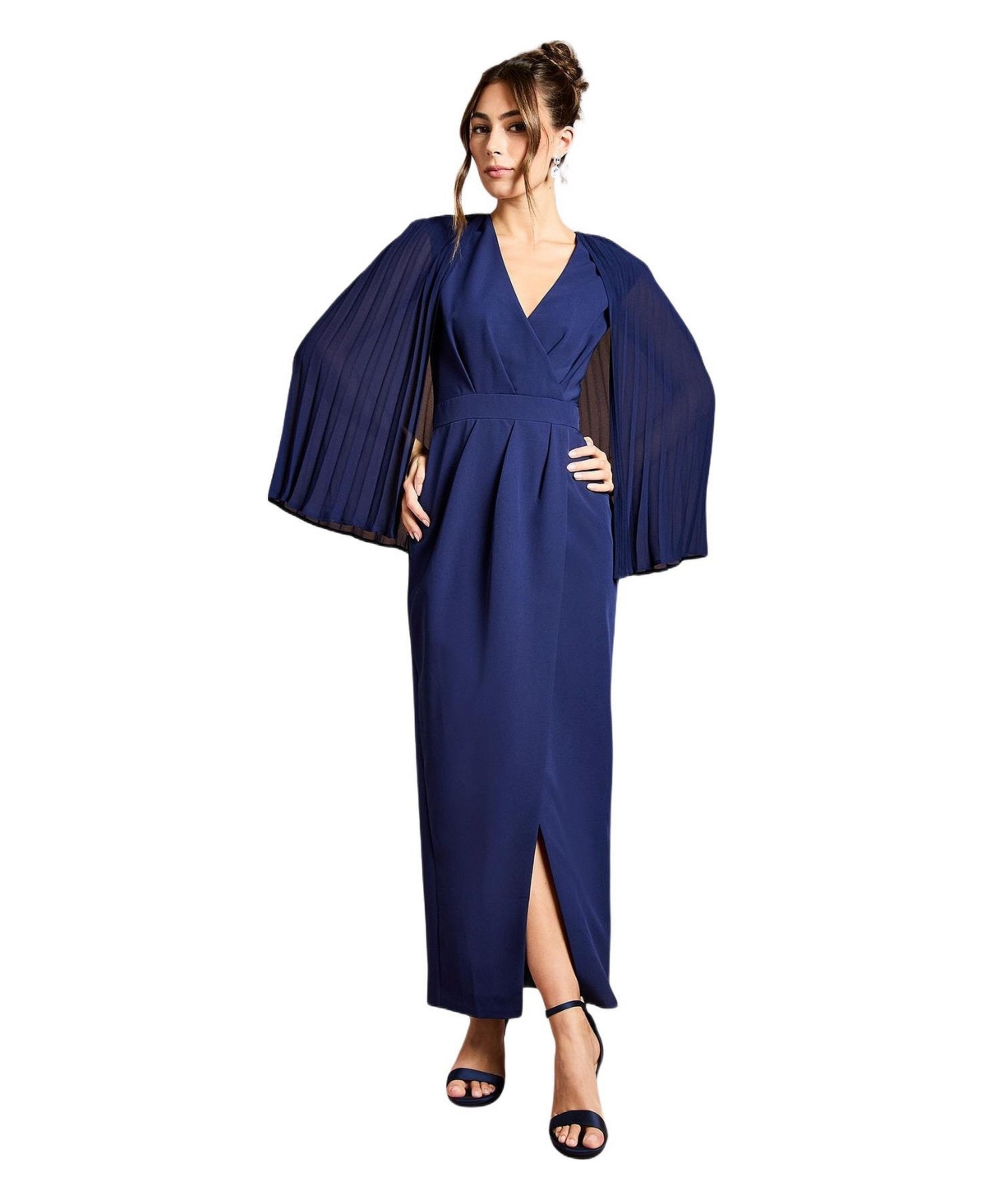 Coast Women’s Pleated Cape Detail Crepe Pencil Dress – Navy Coast Women’s Pleated Cape Detail Crepe Pencil Dress – Navy