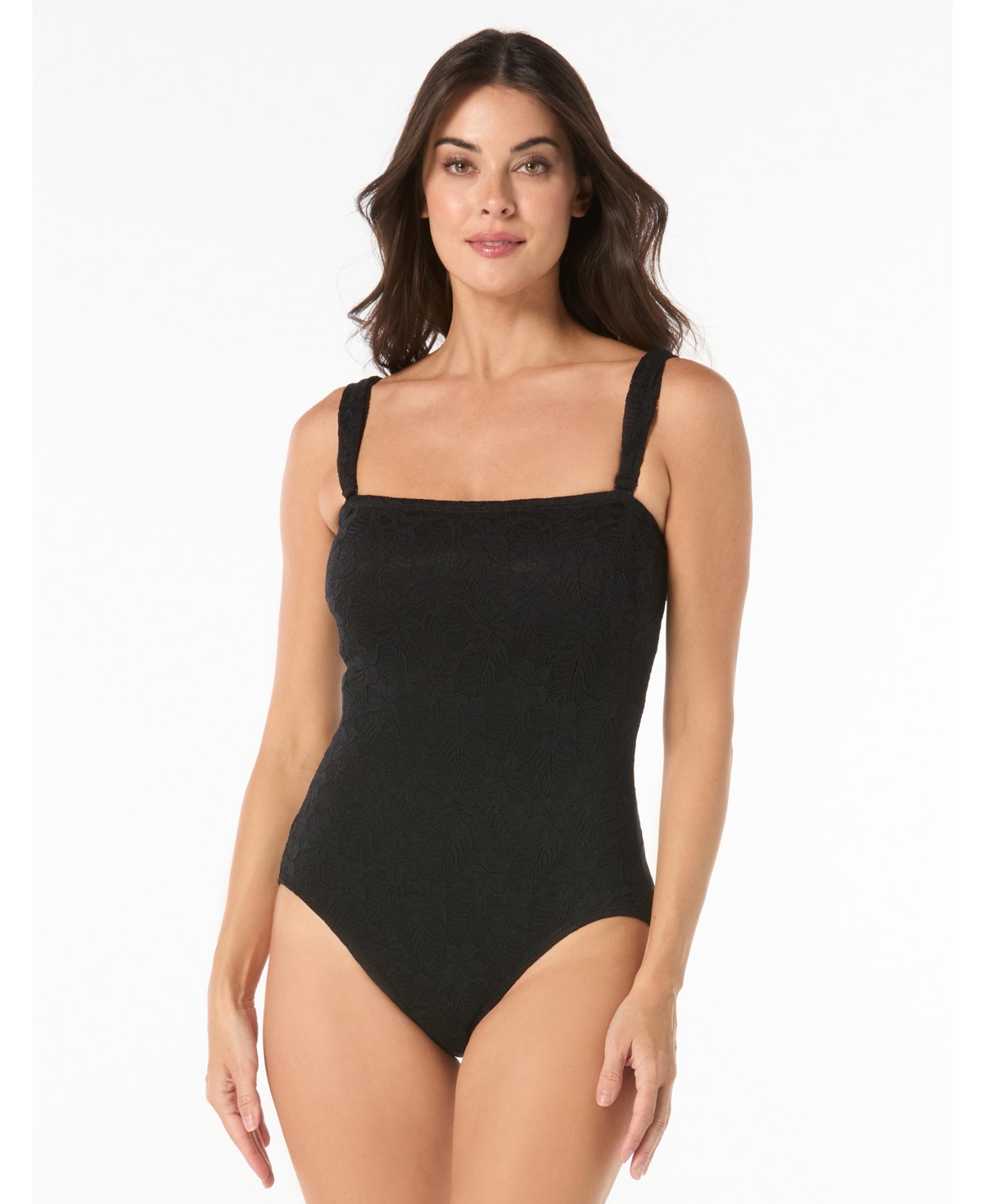 Coco Reef Women’s Contours Galena Bandeau Neck One-Piece Swimsuit – Black