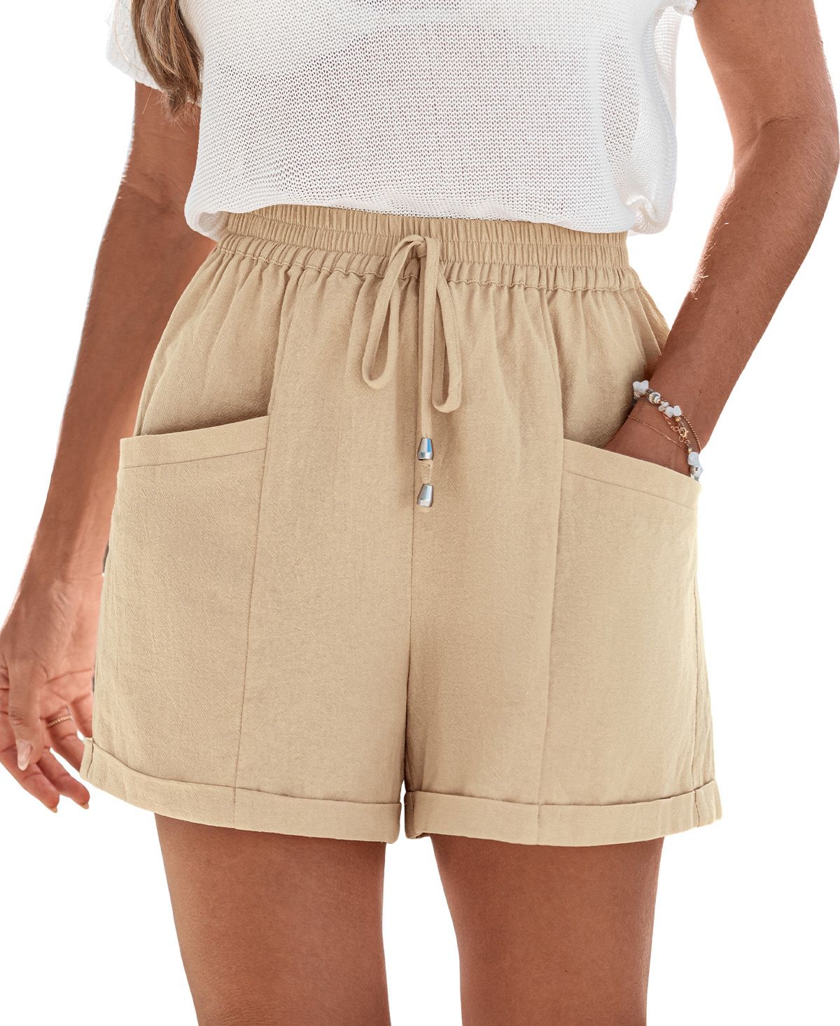 Cupshe Women’s Adventurer Beige Shorts – Light/pastel yellow