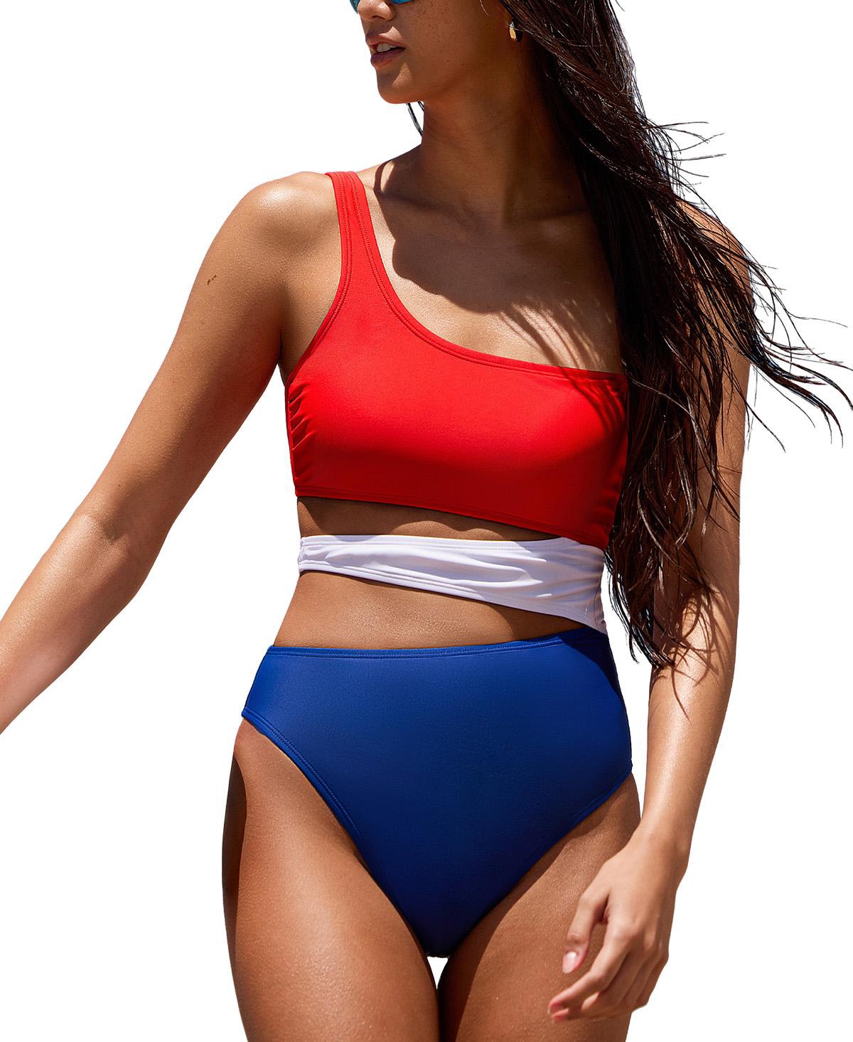 Cupshe Women’s July Mood Colorblock One-Piece Swimsuit – Medium blue Cupshe Women’s July Mood Colorblock One-Piece Swimsuit – Medium blue