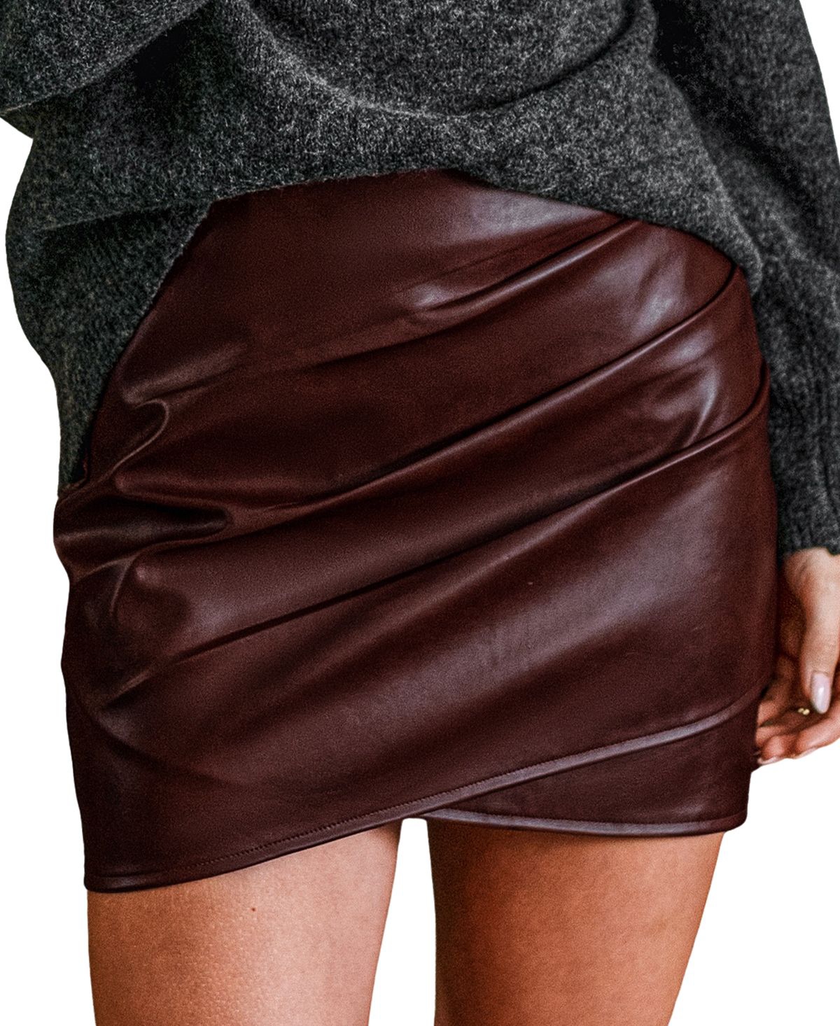 Cupshe Women’s Sassy Strut Burgundy Mini Skirt – Brown Cupshe Women’s Sassy Strut Burgundy Mini Skirt – Brown