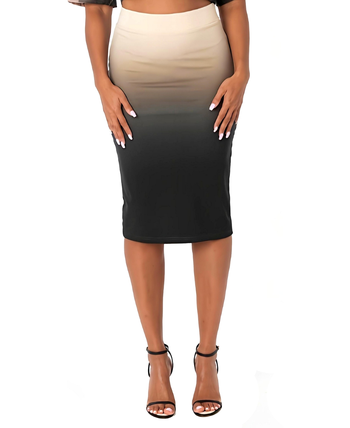 Dai Moda Women’s Ombre Perfect Pencil Skirt – Black