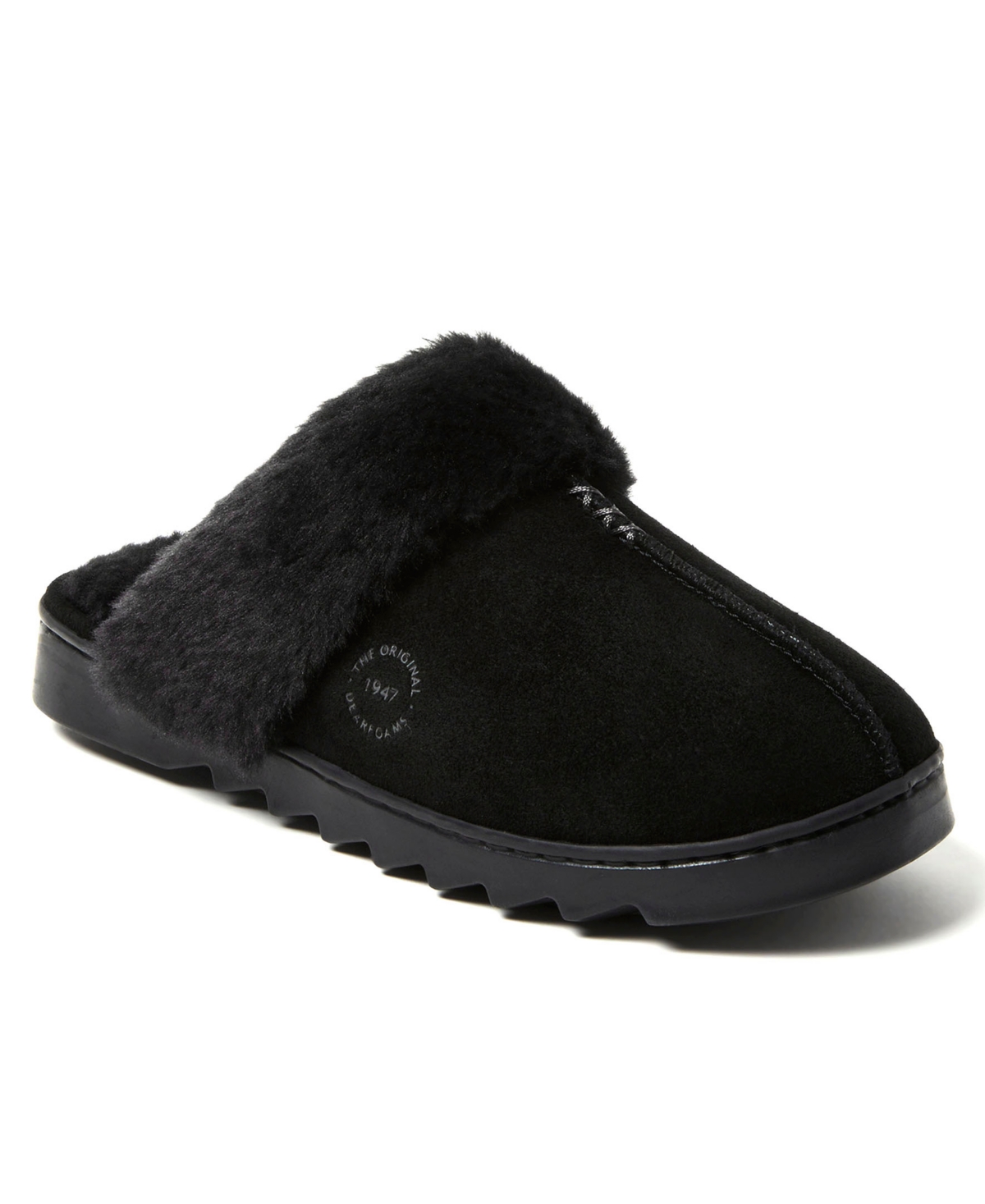 Dearfoams Women’s Helena Genuine Suede Scuff House Shoe Slipper – Black Dearfoams Women’s Helena Genuine Suede Scuff House Shoe Slipper – Black