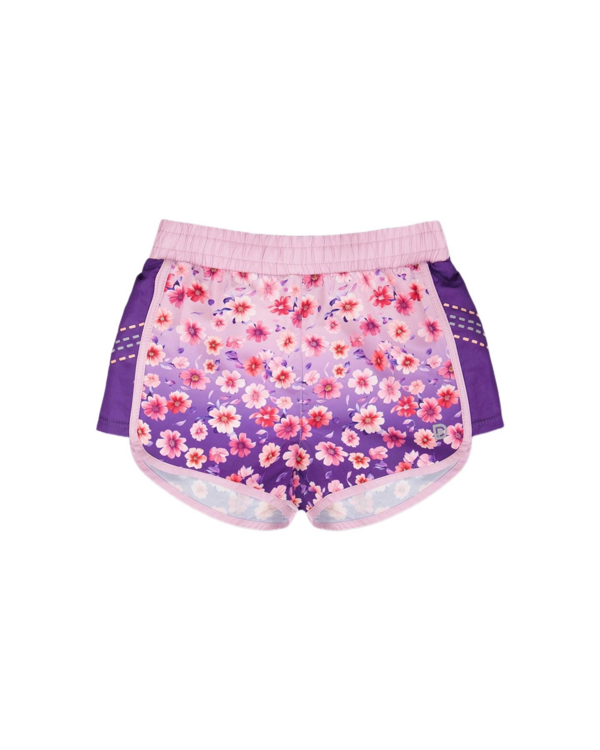 Deux par Deux Girls Athletic Shorts in Polyester Mauve Floral Gradient – Mauve floral gradient