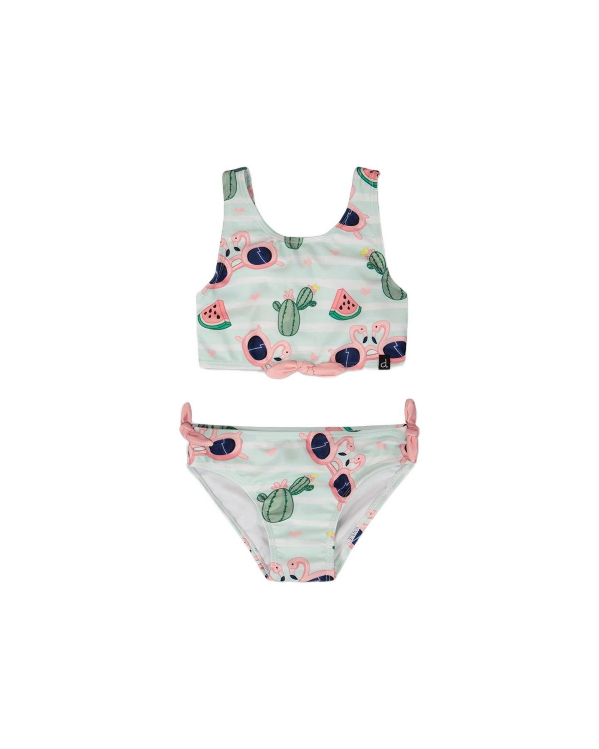 Deux par Deux Girls Two-Piece Swimsuit Flamingo and Cactus Print – Blue flamingo and cactus print Deux par Deux Girls Two-Piece Swimsuit Flamingo and Cactus Print – Blue flamingo and cactus print