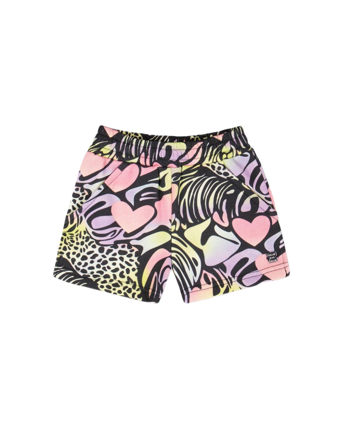 Deux par Deux Toddler Girls French Terry Shorts – Black with multicolored print Deux par Deux Toddler Girls French Terry Shorts – Black with multicolored print