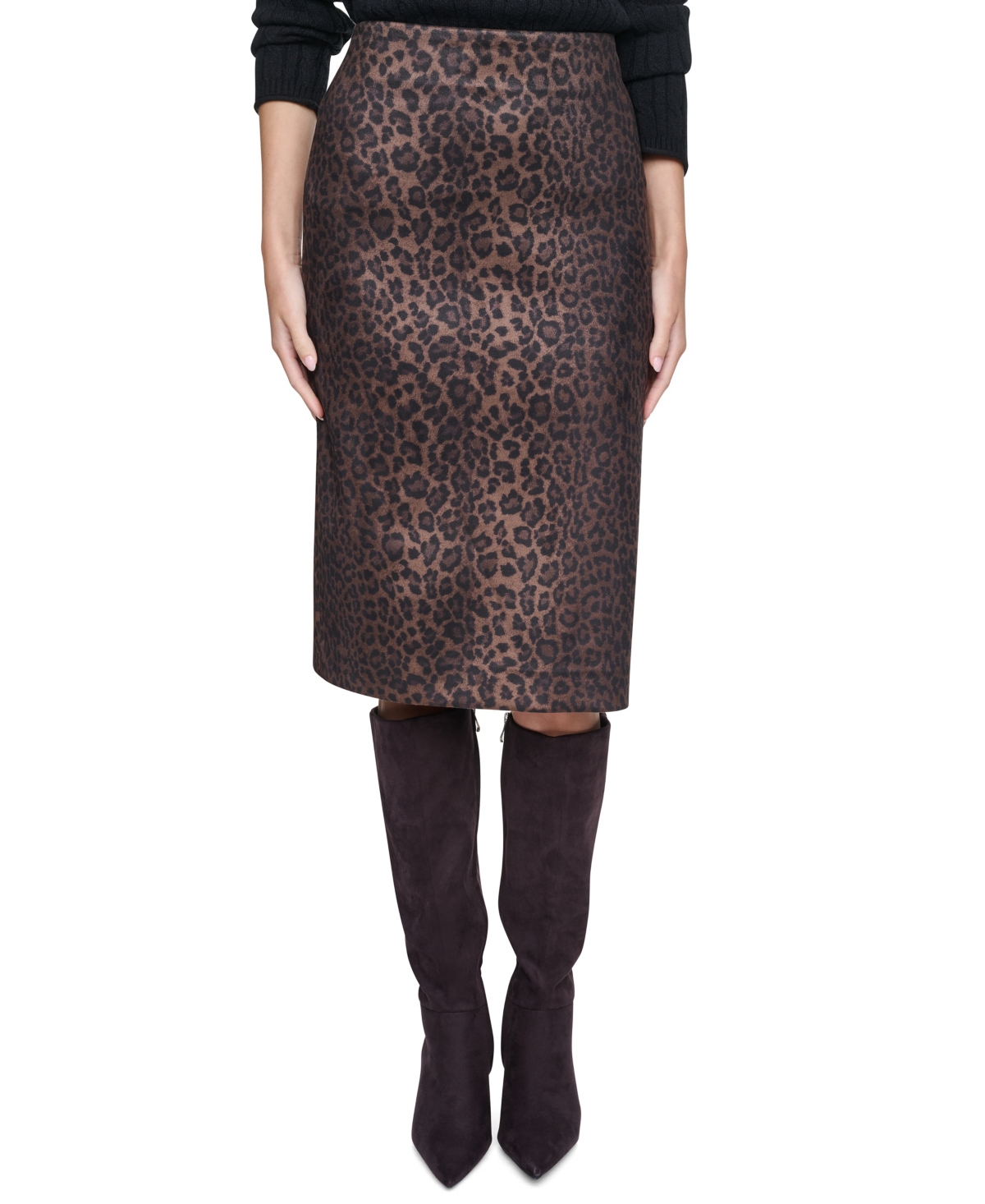 Dkny Jeans Women’s High-Waisted Animal Print Pencil Faux Suede Skirt – Panthera Chestnut Dkny Jeans Women’s High-Waisted Animal Print Pencil Faux Suede Skirt – Panthera Chestnut