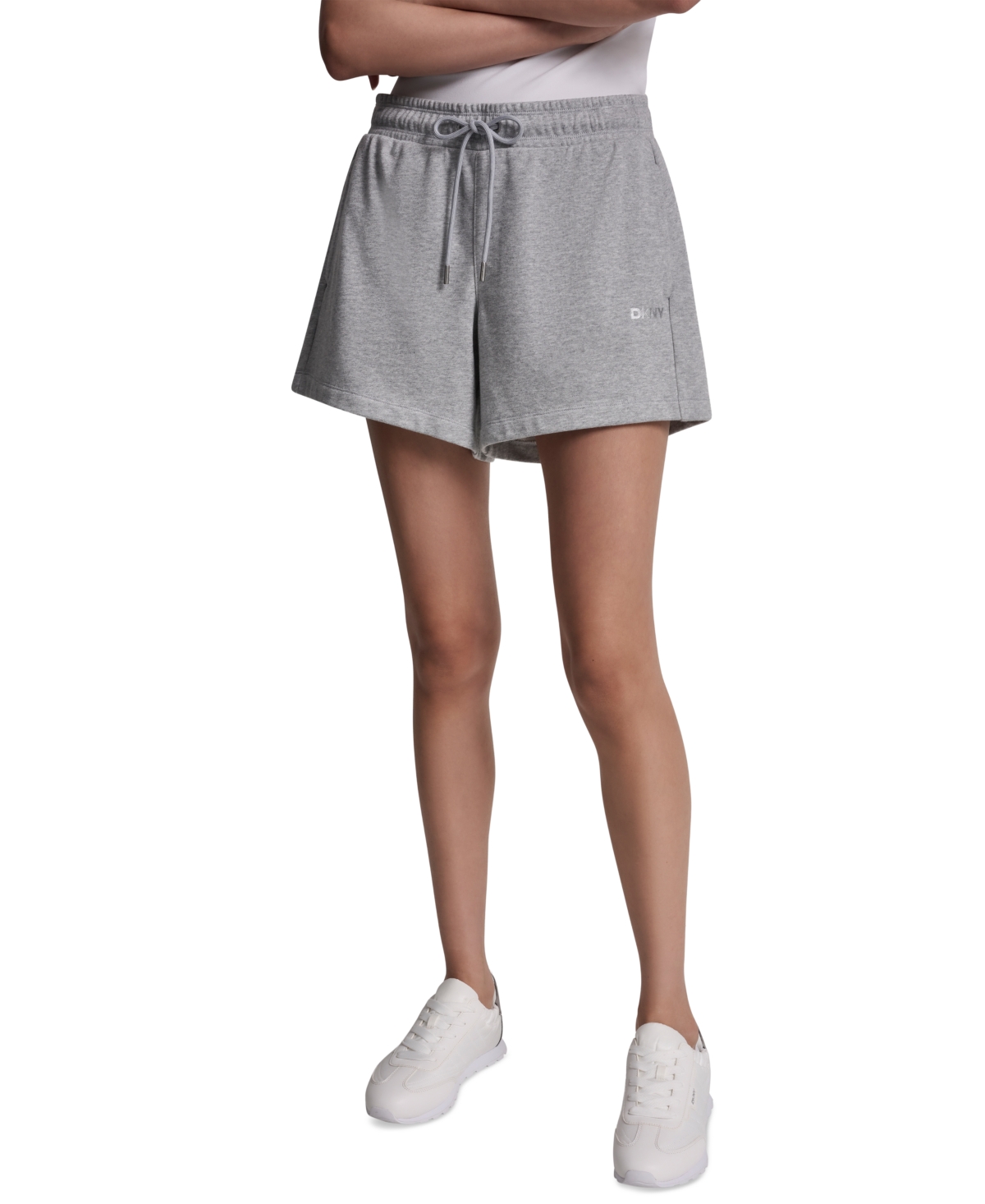 Dkny Sport Women’s Foil Logo Shorts – Pearl Gray Heather/Silver Dkny Sport Women’s Foil Logo Shorts – Pearl Gray Heather/Silver