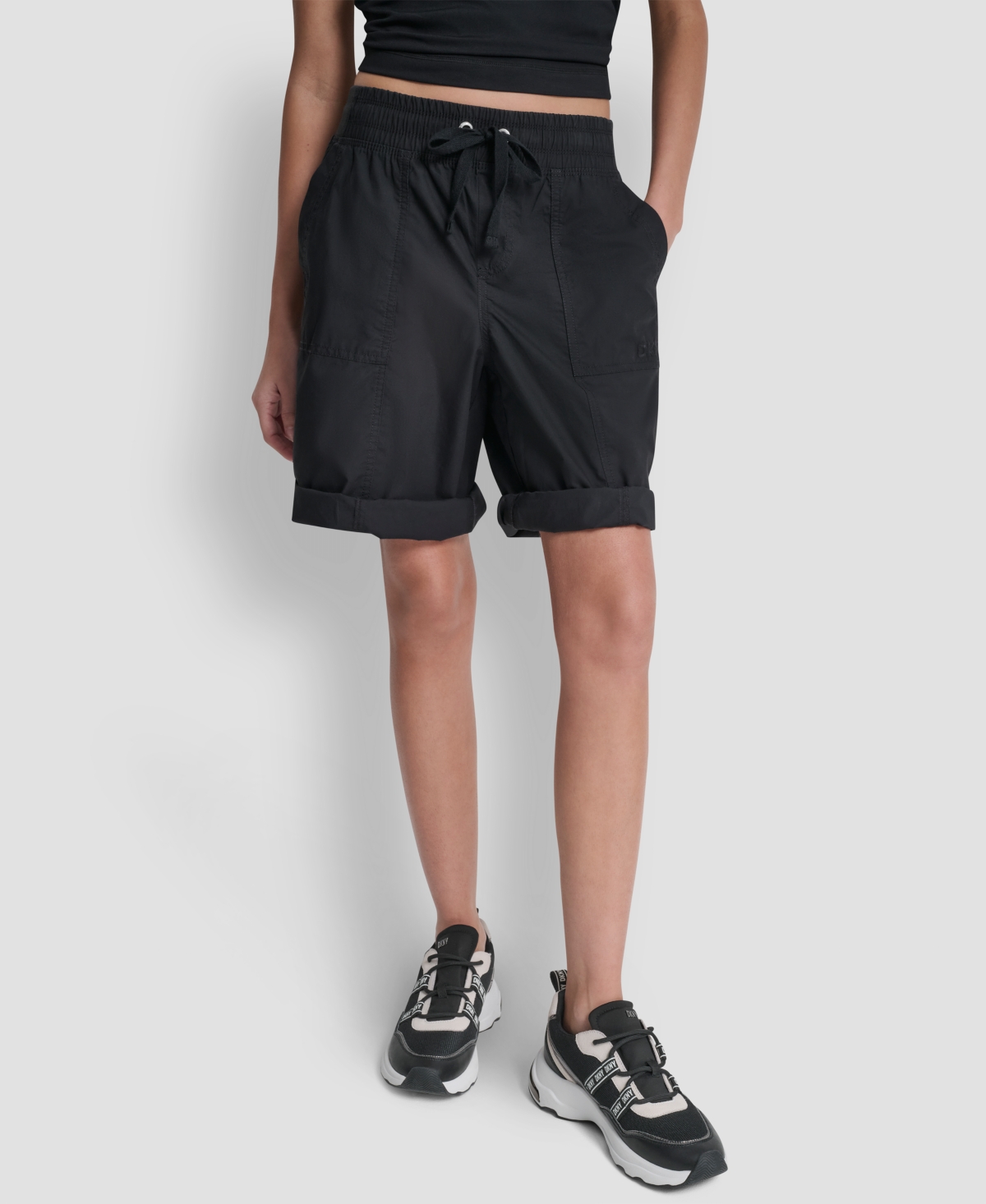 Dkny Sport Women’s High-Rise Convertible Bermuda Shorts – Black Dkny Sport Women’s High-Rise Convertible Bermuda Shorts – Black