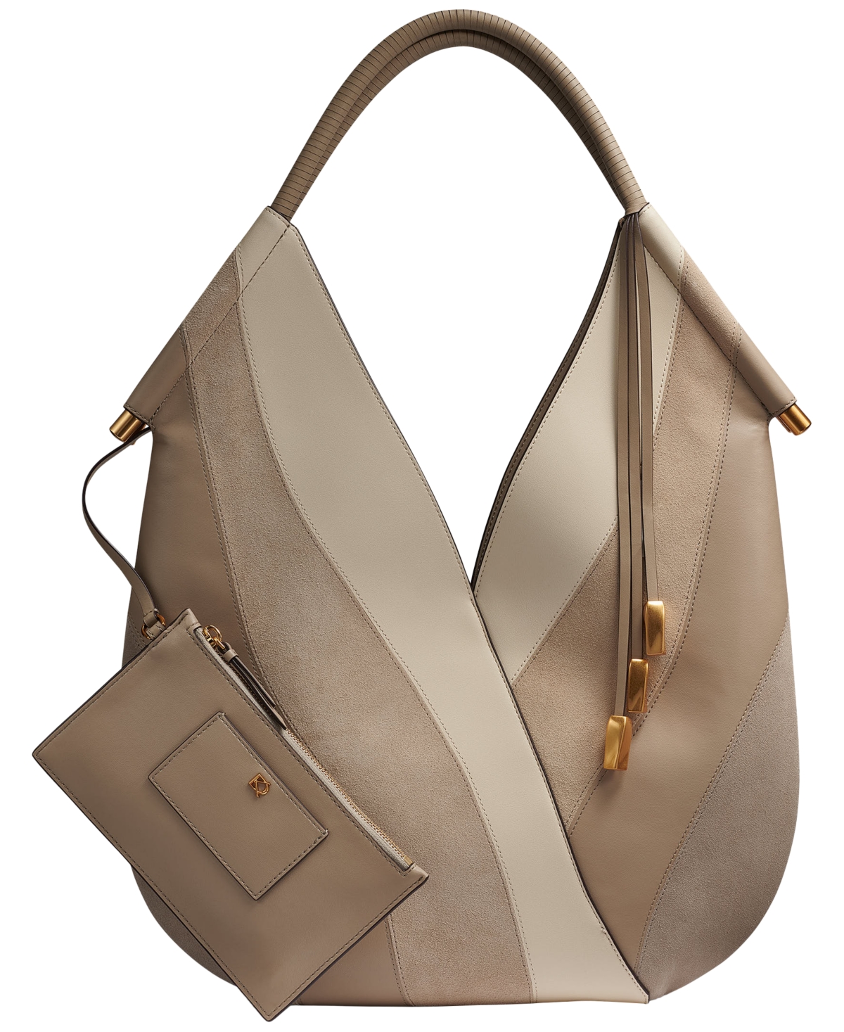 Donna Karan New York Baldwin Curve Pieced Medium Shoulder Handbag – Neutral Multi Donna Karan New York Baldwin Curve Pieced Medium Shoulder Handbag – Neutral Multi