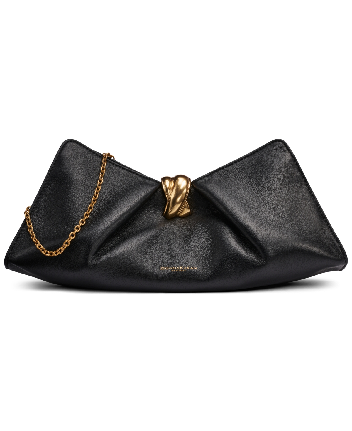 Donna Karan New York Cashmere Woven Medium Clutch Shoulder Bag – Black/Gold