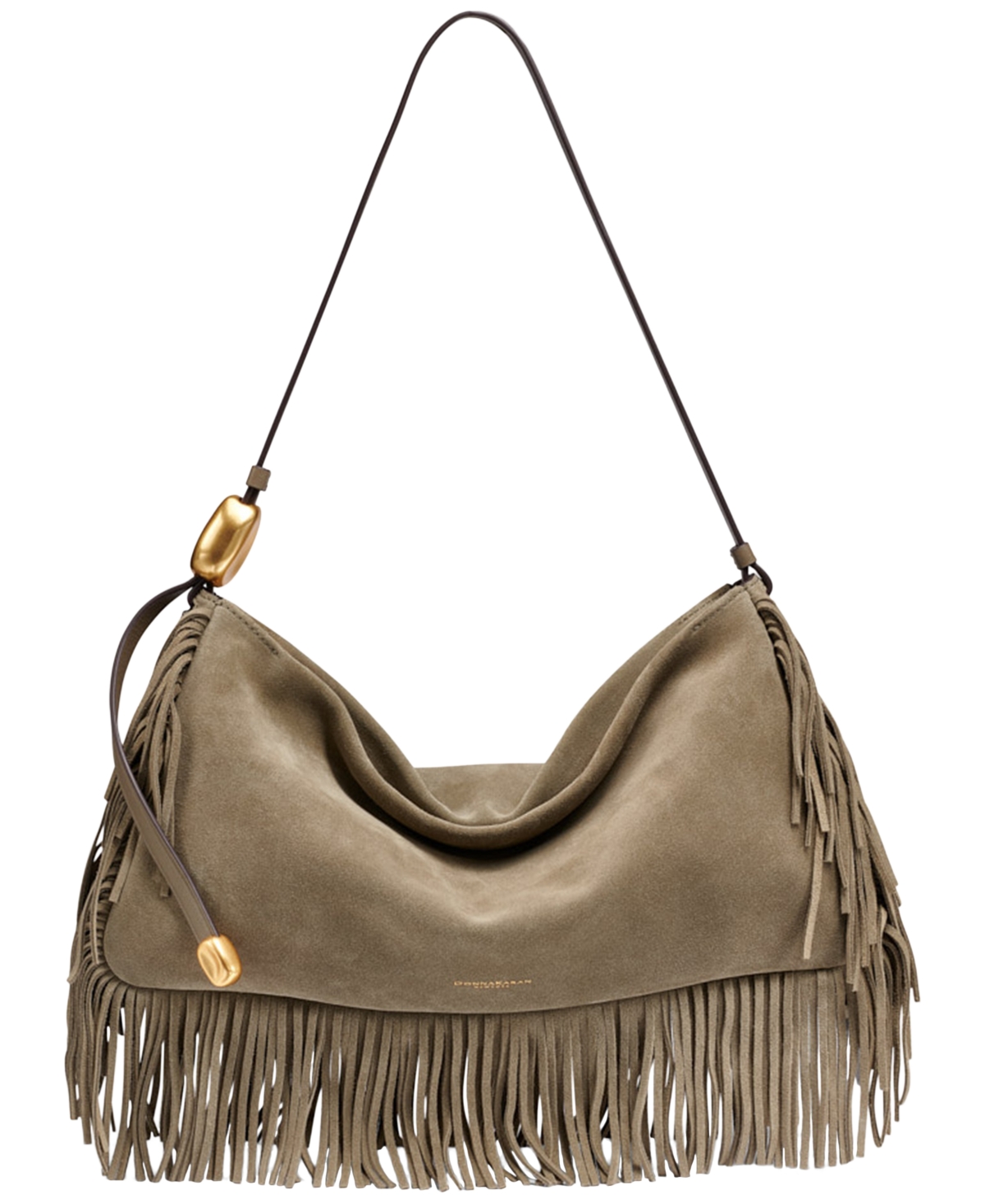 Donna Karan New York Leather Large Fringe Shoulder Handbag – Truffle Donna Karan New York Leather Large Fringe Shoulder Handbag – Truffle