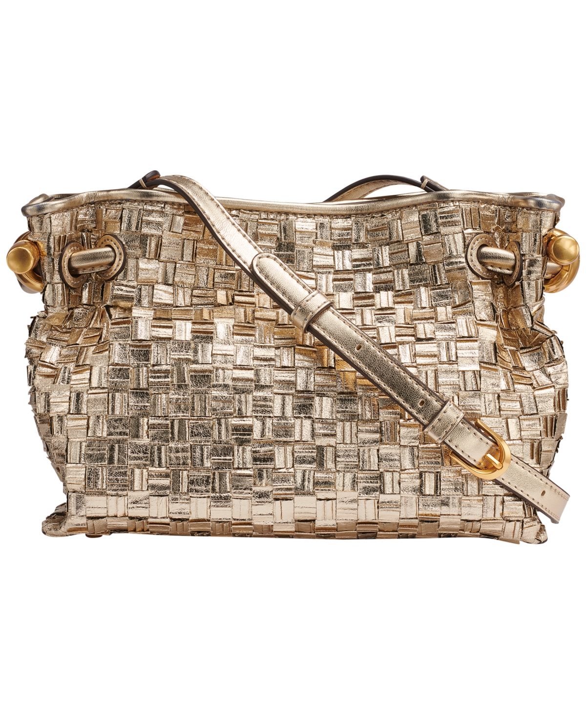Donna Karan New York Metallic Woven Small Crossbody Bag – Gold