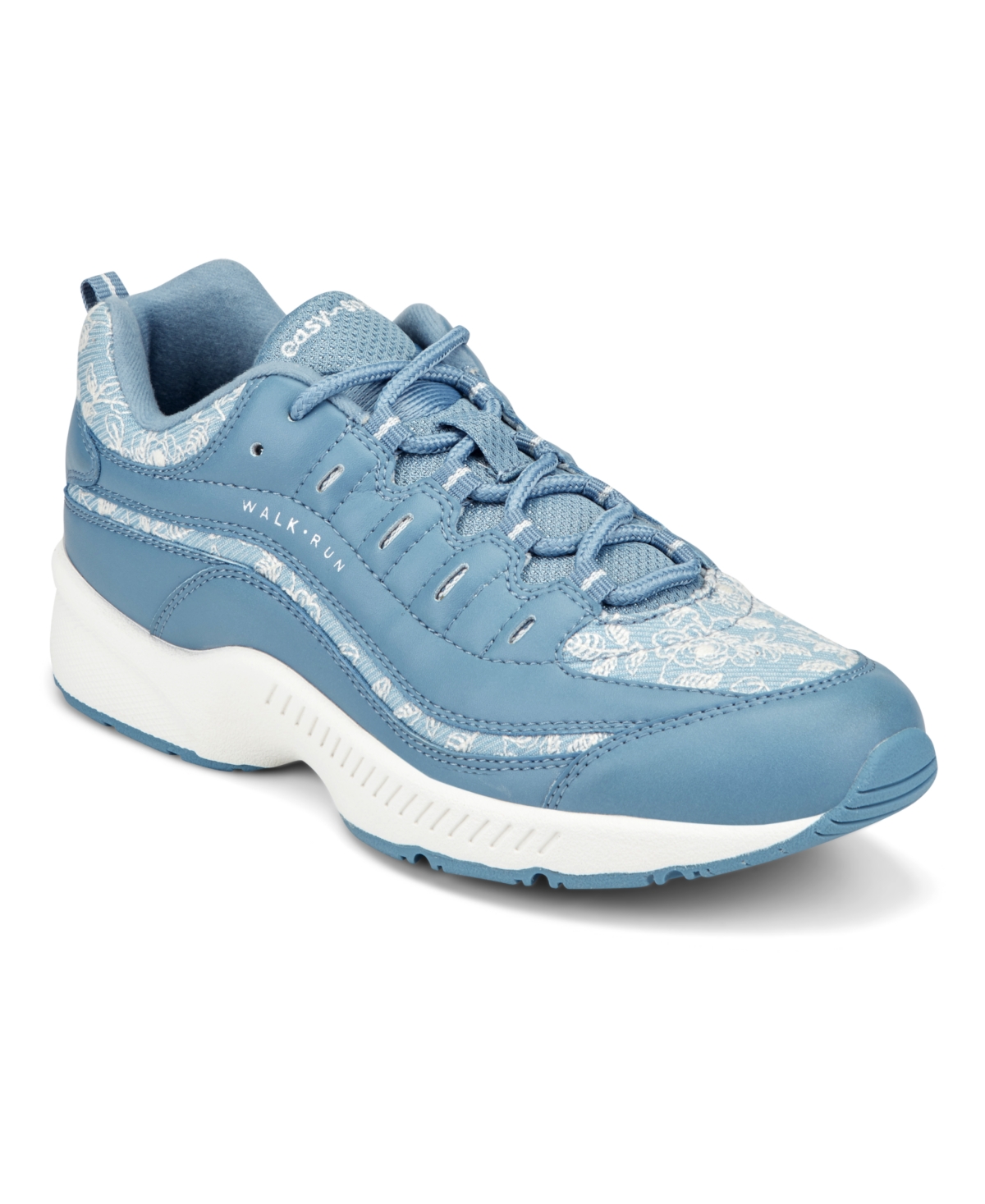 Easy Spirit Women’s Romy Lightweight Easy-On Walking Shoes – Blue Leather/Floral Denim Easy Spirit Women’s Romy Lightweight Easy-On Walking Shoes – Blue Leather/Floral Denim