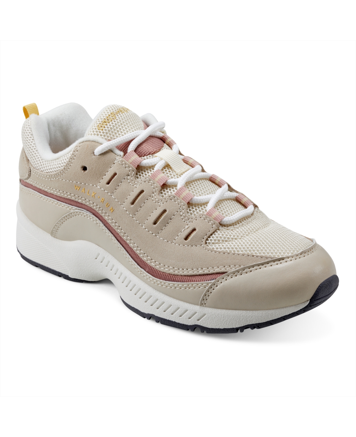 Easy Spirit Women’s Romy Lightweight Easy-On Walking Shoes – Cream/Rose Leather
