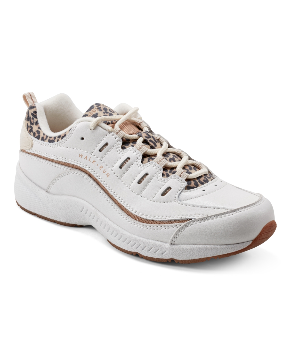Easy Spirit Women’s Romy Lightweight Easy-On Walking Shoes – Leopard/White Leather Easy Spirit Women’s Romy Lightweight Easy-On Walking Shoes – Leopard/White Leather