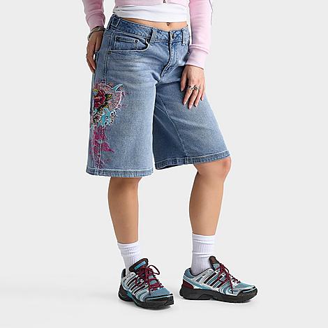 Ed Hardy Women’s Love Kills Slowly Denim Jorts in Light Wash Size: 24