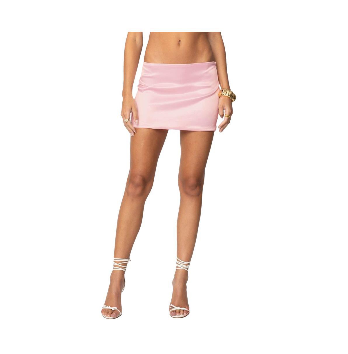 Edikted Womens Camila Satin Mini Skirt – Light-pink Edikted Womens Camila Satin Mini Skirt – Light-pink