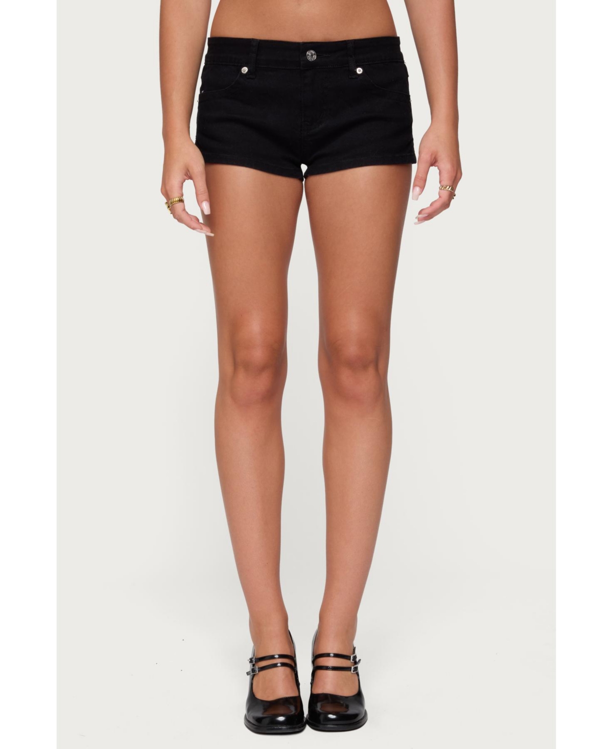 Edikted Women’s Jagger Low Rise Denim Shorts – Black