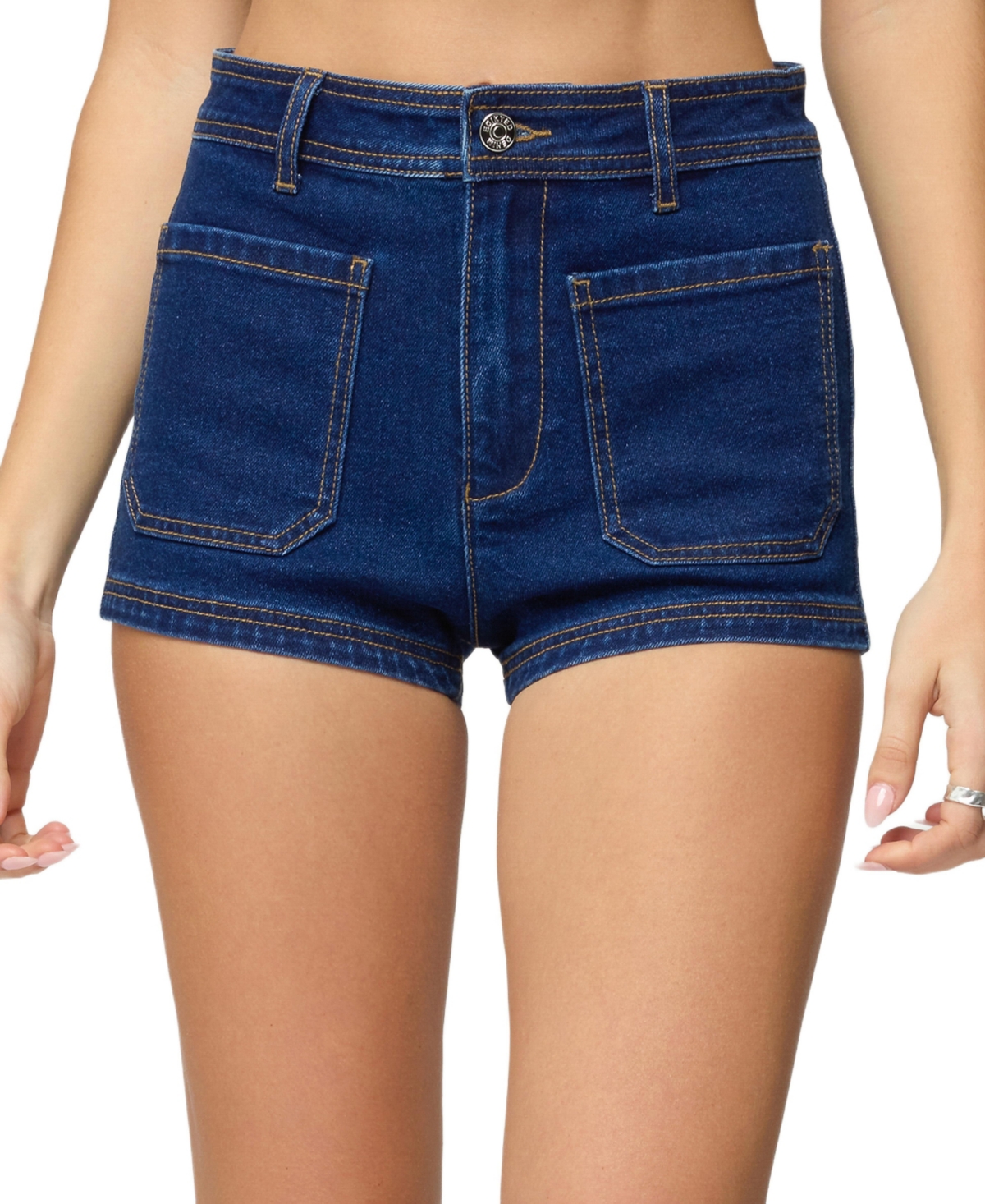 Edikted Women’s Saren High Rise Denim Micro Shorts – Dark-blue Edikted Women’s Saren High Rise Denim Micro Shorts – Dark-blue