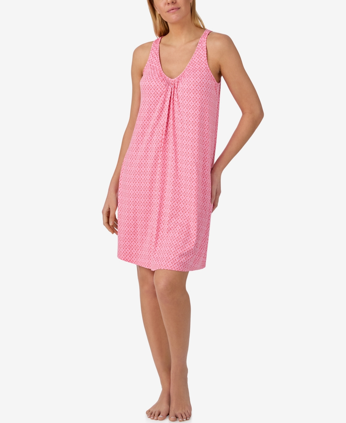 Ellen Tracy Women’s Sleeveless V-Neck Short Chemise – Pink Geo