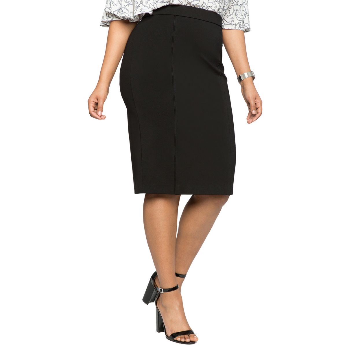 Eloquii Women’s Plus Size The Ultimate Stretch Pencil Skirt – Black onyx