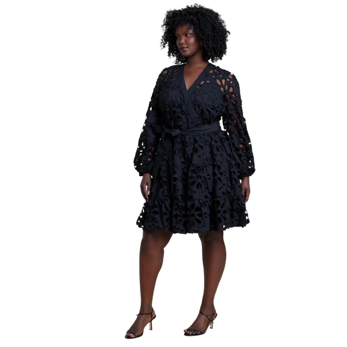 Eloquii Women’s Plus Size Tiered Eyelet Mini Dress – Black onyx Eloquii Women’s Plus Size Tiered Eyelet Mini Dress – Black onyx