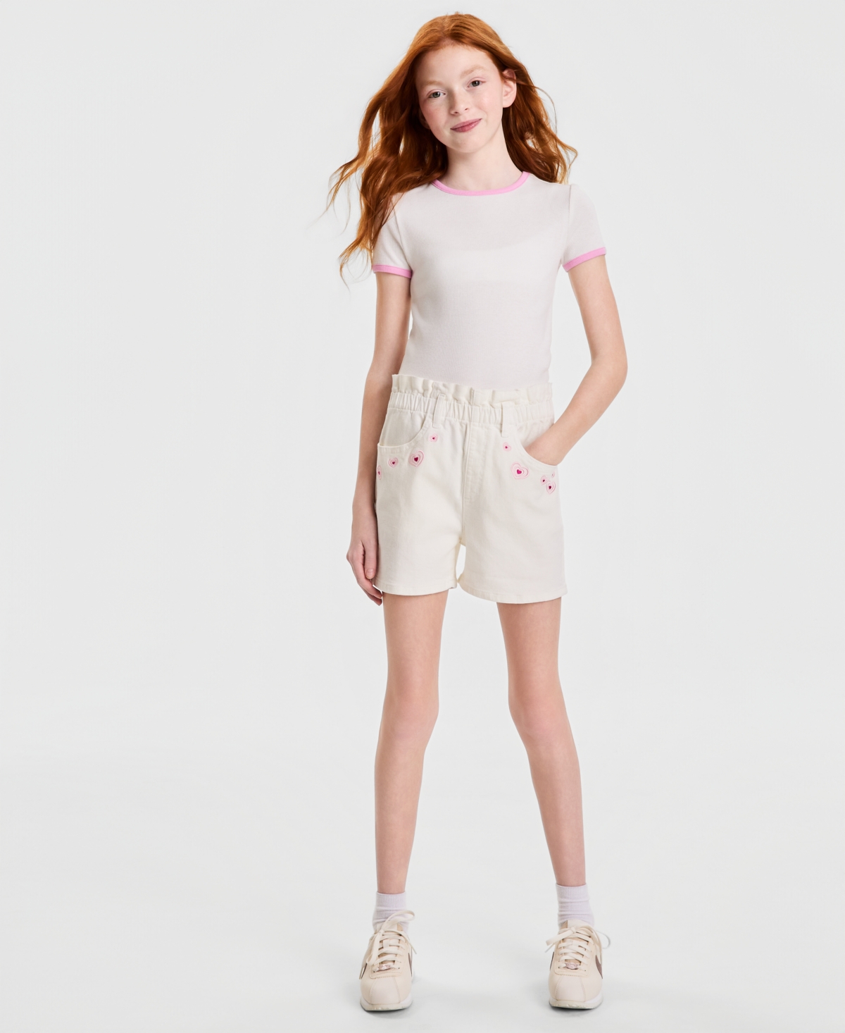 Epic Threads Girls’ 5-20 Denim Paperbag Shorts, Macy’s Exclusive – Pearl Wash